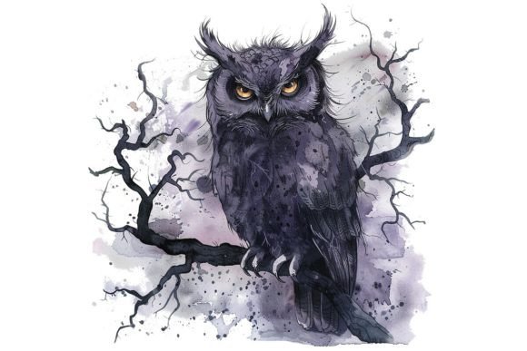 Download Gothic Owl. Watercolor. Sublimation PNG - Sublimation png Collection