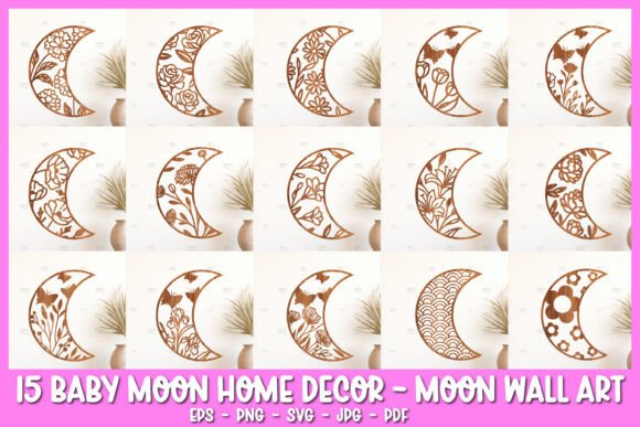 Download 15 Moon Wall Art SVG, Baby Room Decor - Room decor Collection